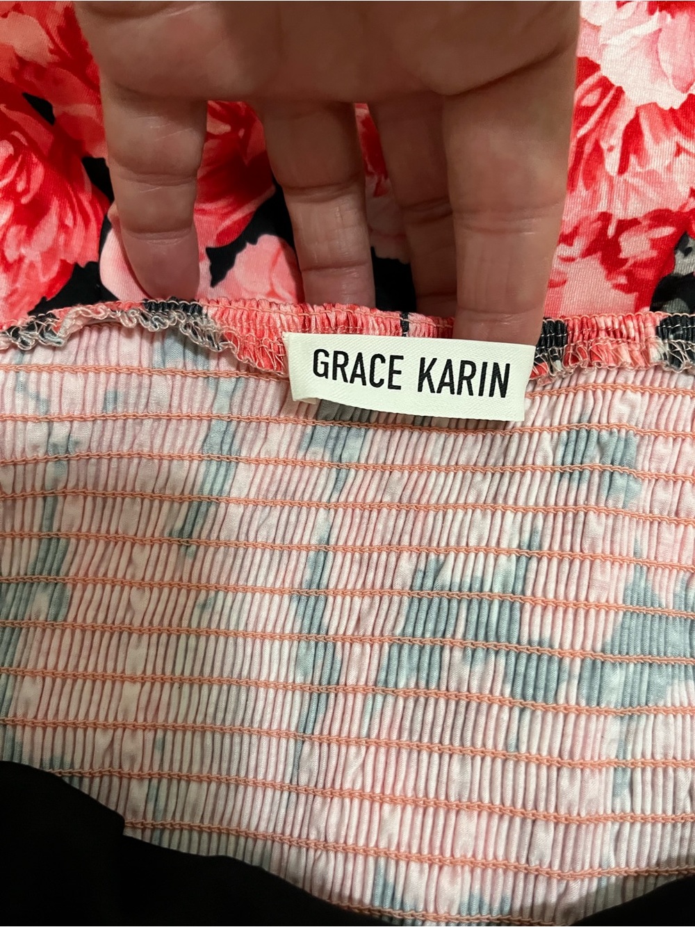 Grace Karin Coral Pink Floral V-Neck Midi Dress - Picture 10 of 13